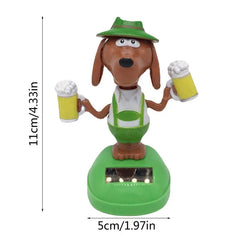 Car Decoration Bobble Head Toy Solar Powered Dancing Dog Solar Dashboard Doll Decoration Cute Dog Swinging Animated Dancer Toy