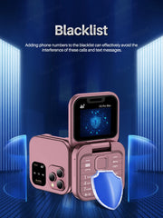هاتف محمول جديد SERVO i16 Pro Max صغير الحجم قابل للطي، شبكة 4G، شريحتي اتصال، وضع الاستعداد، تسجيل المكالمات، اتصال سريع، FM، هاتف محمول صغير قابل للطي مقاس 1.77 بوصة