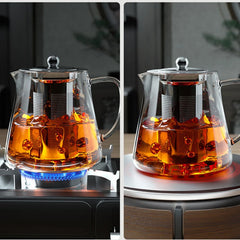 Heat Resistant Glass Teapot with Stainless Steel Tea Strainer Infuser Flower Kettle Kung Fu Teaware Set Puer Oolong Pot