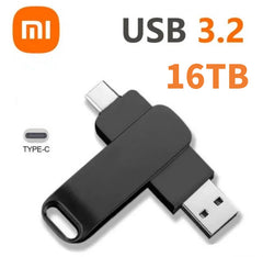 محرك أقراص فلاش USB 3.2 فائق السرعة من شاومي بسعة 16 تيرابايت، محرك أقراص USB 3.2 فائق السرعة لنقل المعادن، محرك أقراص USB مقاوم للماء من النوع C، محرك أقراص SSD USB