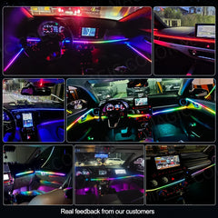 Car Ambient Lights Universal LED Symphony RGB Atmosphere Lamp 64 Colors Acrylic Strip APP Control Remote for Tesla Model 3 Y S X