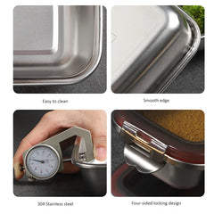 304 Stainless Steel Lunch Bento Box Sealed Leakproof Portable Food Storage Box Household Pickle Box Refrigerator Food Container