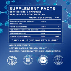 NAD Supplement Extra Strength for Women & Men, Resveratrol, PQQ, CoQ10 & Vitamin B3 – Energy Antioxidant,Cell Health Support