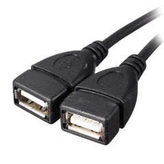 High Quality USB 2.0 Cable USB Double Splitter Adapter Cable One To Two Female To USB 2 Male Power Extension Cable