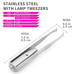 Eyebrow Tweezer with LED Light Smart Design Precision Eyelash Hair Remove Clip Stainless Steel Tweezers Portable Makeup Tools