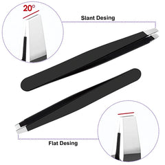 4Piece Stainless Steel Tweezer Set for Facial Hair Removal and Splinter Removal travel kit