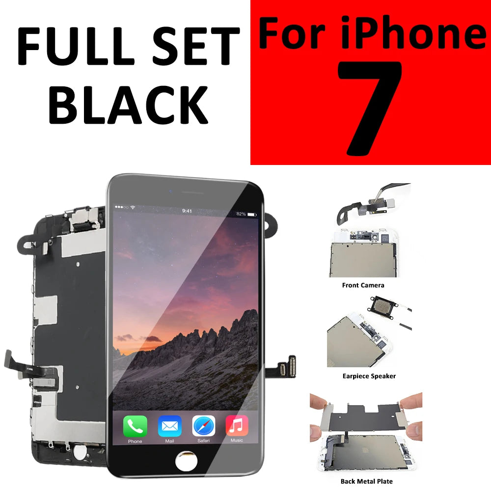 Full Set Screen For iPhone 7 7G LCD Display Replacement Touch Digitizer Complete Assembly+Camera+Ear Speaker A1660 A1778 A1779