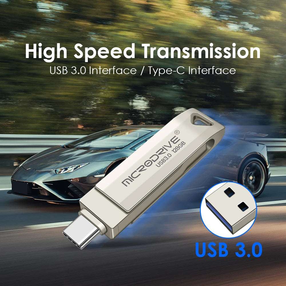 Type C 3 in 1 USB 3.0 Flash Drive 64GB 128GB 256GB pendrive pen drive real capacity usb memory stick for phone and pc