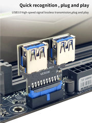 TISHRIC 19Pin To Type-C USB3.0 Converter Internal Header to USB 3.1/3.2 Type C Adapter  for PC Motherboard Connector Riser