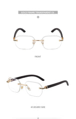 Vintage Square Rimless Sunglasses Men 2025 Luxury Brand Trendy Frameless Punk UV400 Eyewear Anti Blue Light Prescription Glasses
