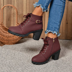 2024Women High Heel Ankle Boots Autumn Winter Booties Woman Fashion New Lady Shoes Brown Black Short Boot Female Botas De Mujer