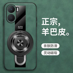 Case for Xiaomi Poco X7 pro magnetic ring holder luxury silicone sheepskin leather plexiglass Pu premium shockproof back cover