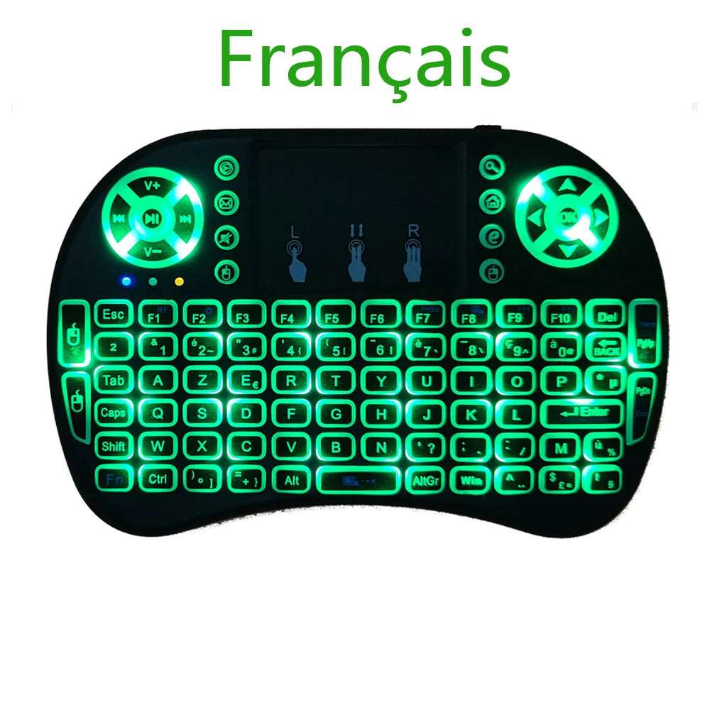 I8 Mini Keyboard M9 Wireless 2.4G Backlit English Russian French Spanish Portugal Fly Air Mouse Touchpad for Android TV Box PC
