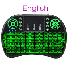 Backlight English Russian French Spanish Portugal Fly Air Mouse 2.4G Touchpad for Android TV Box PC I8 Mini Wireless Keyboard