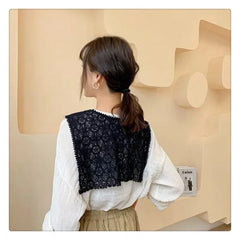 Women Shrugs Lace Hollow Out Female Summer Casual All-match Shawls Simple Scarf-collar Sleeveless Knitted Tops Korean Style Chic