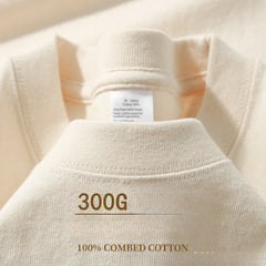 300g Cotton T Shirts Men Short Sleeved Heavyweight  Summer Round Neck Loose Breathable Shirt for Men Women Basic Tee