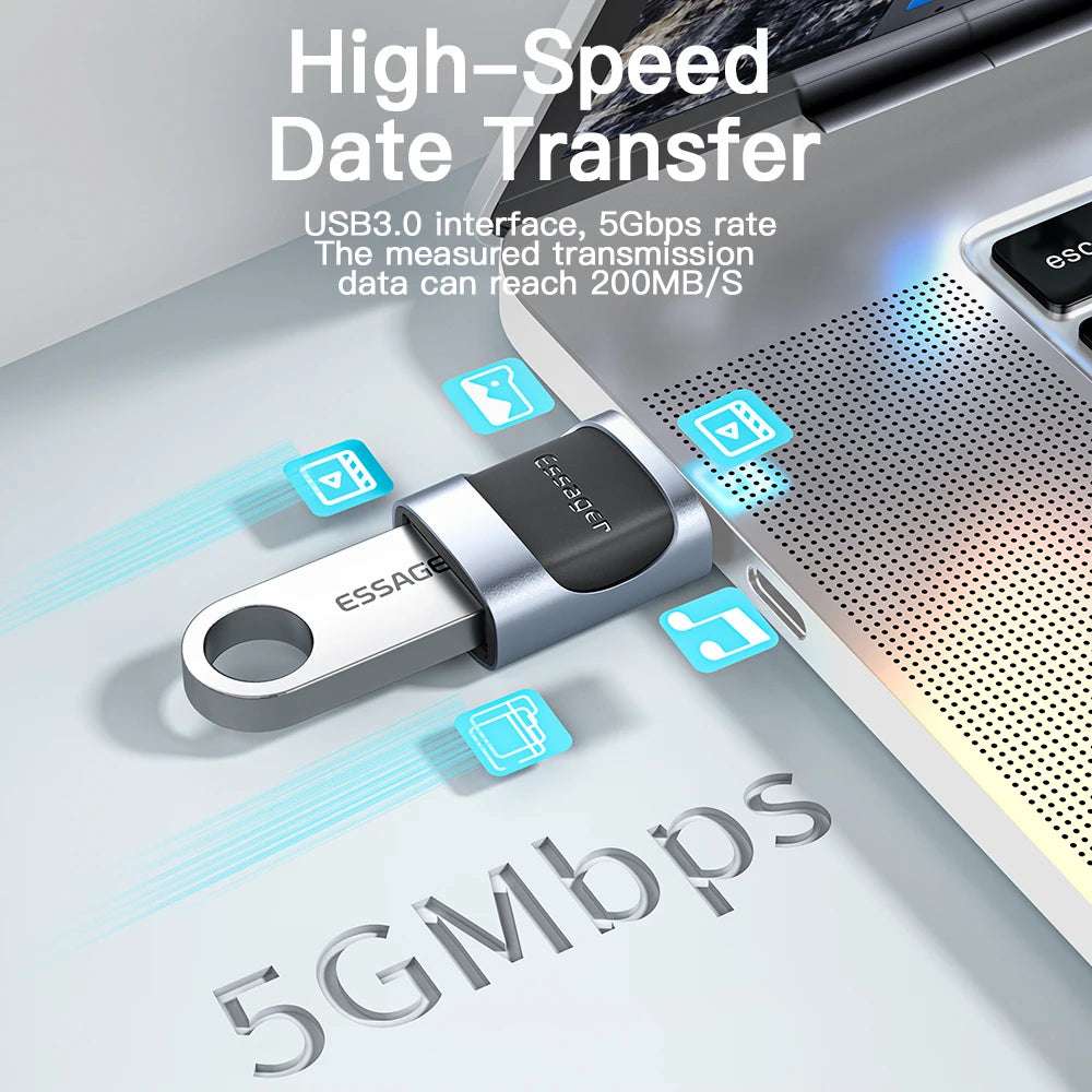 Essager USB 3.0 To Type C OTG Adapter USB A Type C Male To Micro Type C USB A Female Converter For Macbook Laptops Card Reader