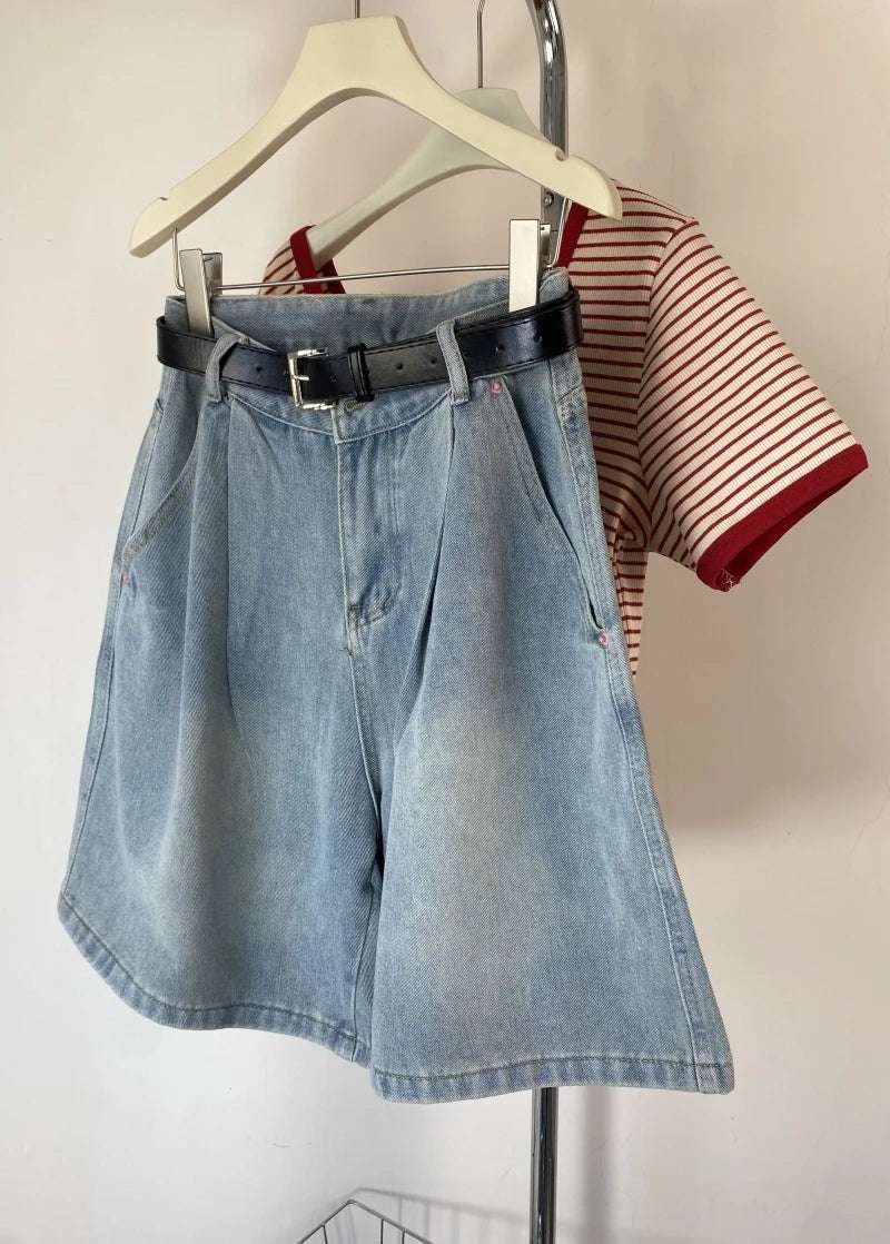High Waist Wide Leg Jeans orts Women Loose Fit Straight Cut Five Lengths Summer New Sle Korean Version Slimming Effect