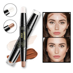 Double-ended Concealer Pen, Contour Stick Dual-purpose, Highlighter Stick, Nose Shadow Contouring Face, Covering Acne Marks