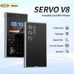 New SERVO V8 Card Cellphone 2G GSM FM Radio Magic Voice MP3 Player Dual SIM Fashion Functional Small Mobile Phone Headphone Jack