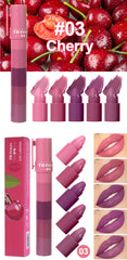 5-in-1 Fruit Velvet Matte Lipstick Set, Long-Lasting, Highly Pigmented, Moisturizing Lip Balm, Smooth Application for Soft lips