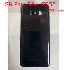 مع عدسة جديدة لهاتف Samsung Galaxy S8+ S8 Plus G955 G955F غطاء خلفي للبطارية وباب خلفي ولوحة زجاجية ثلاثية الأبعاد وغطاء لاصق بديل