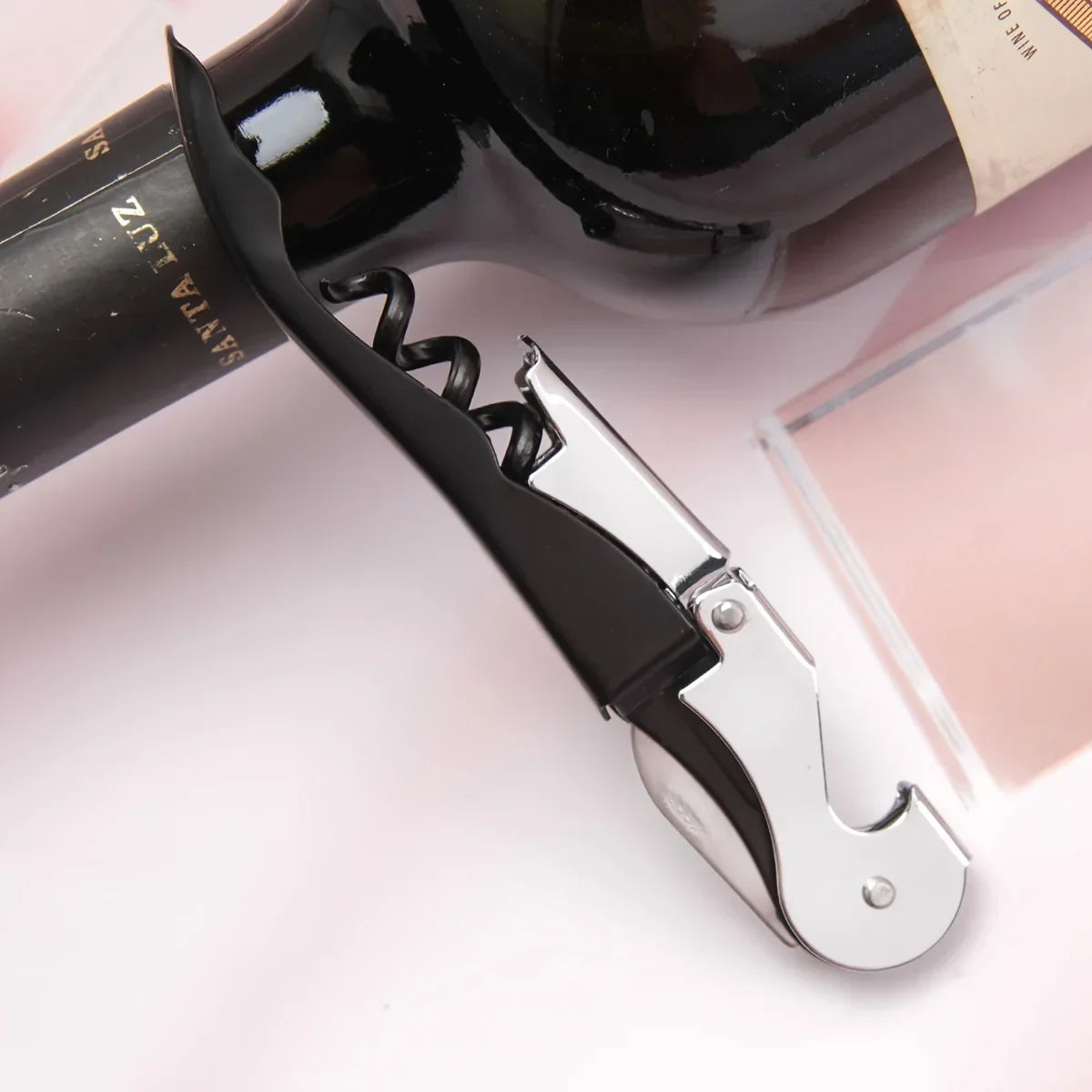 1pc Premium Stainless Steel Wine Bottle Opener - Multi-Functional Cork Screw & Beer Cap Remover for Bar, Kitchen, Home Use