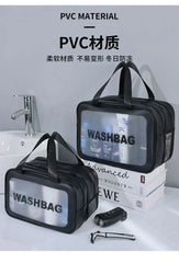 Dry-wet separation double transparent PU makeup bag portable washing bag cosmetic storage bag travel fitness swimming essentials