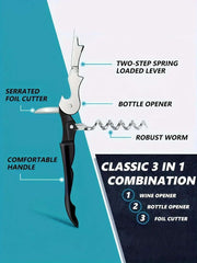 1pc Premium Stainless Steel Wine Bottle Opener - Multi-Functional Cork Screw & Beer Cap Remover for Bar, Kitchen, Home Use