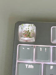 1Pcs High Quality Epoxy DIY Translucent Leaves Dry Flowers Paper Cross Axis Mechanical Keyboard Keycap Universal Accessories