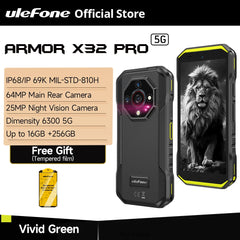 Armor X32 Pro 5G Rugged Phone Android  Waterproof Smartphone Up to 16GB RAM 256GB ROM  5.65”Dimensity 6300 NFC Mobile Phone