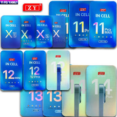 100% A ZY Incell لـ iPhone X XS Max 11 12 Pro Max 12Mini 13 Mini 14Plus مجموعة محول رقمي لشاشة اللمس LCD بديلة