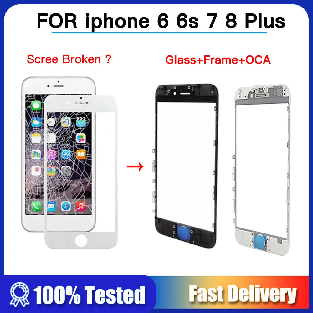 زجاج خارجي لهاتف iPhone 6 6s 7 8 plus 7p 8p قطع غيار لوحة شاشة زجاجية أمامية عدسة + OCA لهاتف iPhone 6sp 6p بديل
