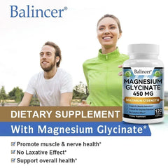 Magnesium Glycinate, Muscle & Nerve Health, Enzyme Function, Non-GMO, Vegetarian, Gluten-Free 450 Mg