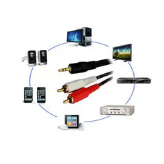 3.5mm to 2 RCA audio Video cable Y Splitter cable for PC DVD Computer TV Recorder Speakers