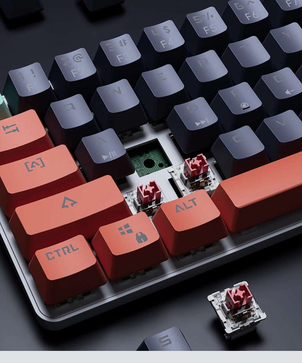 MUCAI MKA610 Mini Mechanical Gaming Keyboard 61-Key USB Wired Red Switch for PC Laptop with Detachable Cable Gamer-Friendly