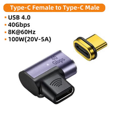 محول شحن USB 4.0 مغناطيسي سريع 100 وات من النوع C OTG 40 جيجابايت في الثانية لنقل البيانات لأجهزة الكمبيوتر اللوحية والهواتف وأجهزة الكمبيوتر المحمولة Macbook Air Pro