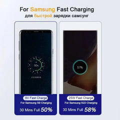 كابل بيانات USB C فائق السرعة PD 45 واط من قطعتين لهاتف Samsung Galaxy S20 S21 S22 S23 Ultra Note 10 5G 20 A53 A54