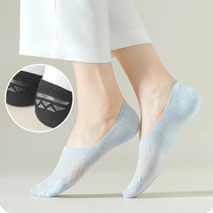 5Pairs Women Invisible Boat Mesh Socks Summer Silicone Non-slip Breathable Comfortable Mesh Sock Low Cut Female Ultra-thin Sox