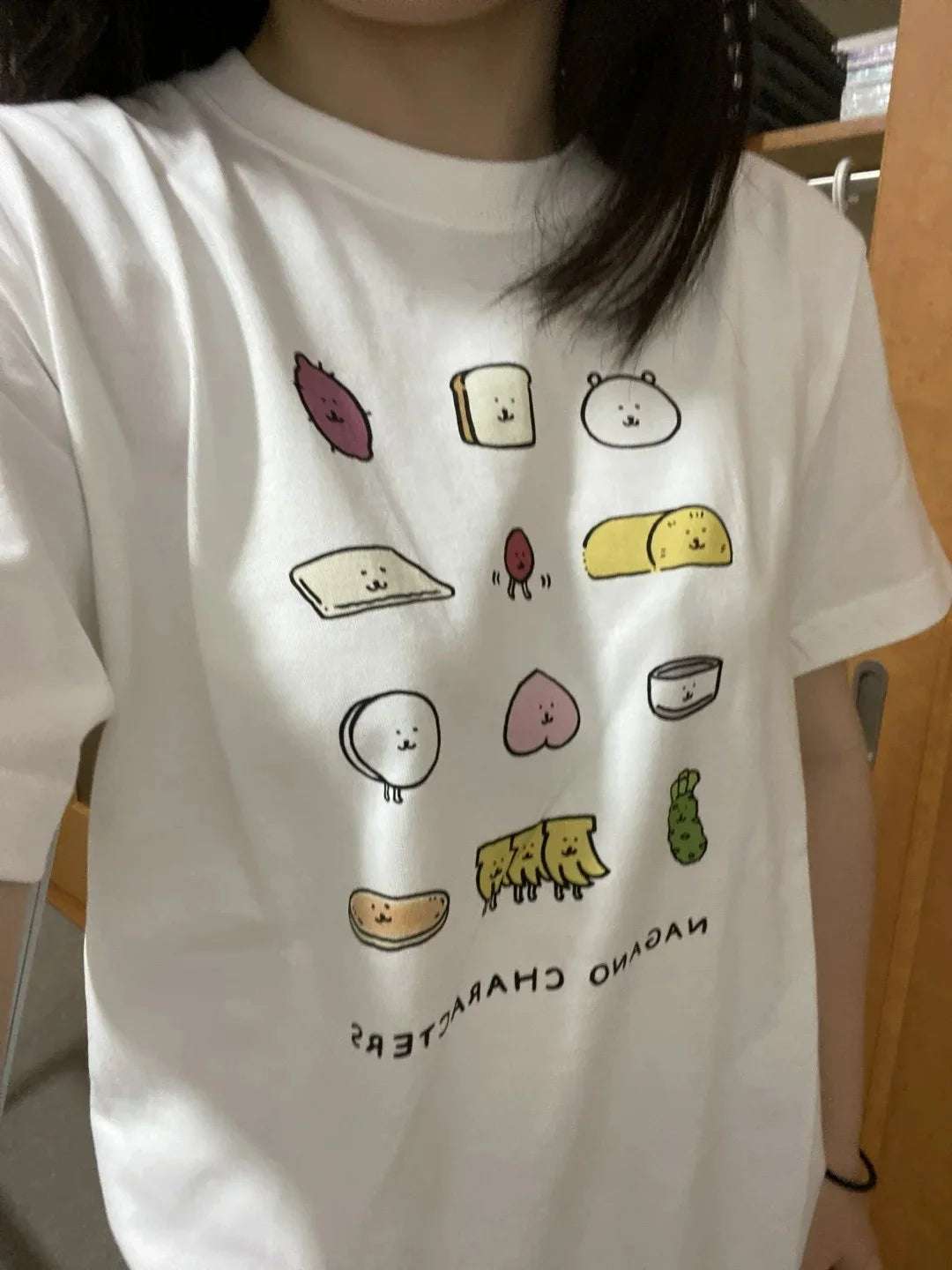 Korean Sle Pure Cotton ort Sve T-irt ex Casual Streetwear Cartoon Print Top Trendy Commute Faion Cotton 00%