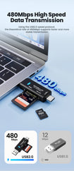 قارئ بطاقات Olaf 5 في 1 Otg Type C قارئ بطاقات Micro Sd محرك أقراص فلاش قارئ بطاقات الذاكرة الذكية USB 2.0 Tf Cf محول قارئ البطاقات