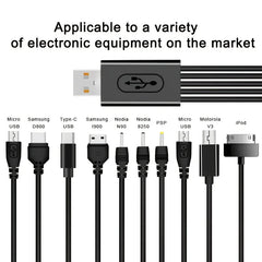 كابل شاحن الهاتف المحمول متعدد المنافذ من USB إلى كابل USB 10 إلى 1 لأجهزة Samsung وXiaomi وHuawei وGoogle وOPPO وVivo