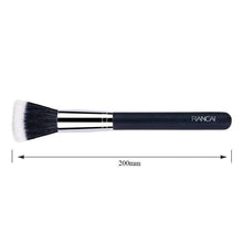 Powder brush, 200 mm long, dark handle, silver ferrule, white bristles