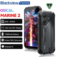 Blackview OSCAL Marine 2 Rugged Phone 8GB RAM 256GB Smartphone AI 11000mAh Battery 6.56 " HD+Display Unisoc T61 Android 15 NFC