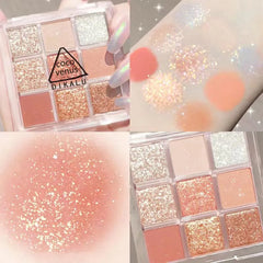 DIKALU Spring And Summer New Eyeshadow Palette Oh Rosy Nine Palace Grid Auto Focus Low Saturation Smoke Powder Rose Plate