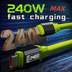 240W 1.5m Fast Charging USB Type-C To Type-C Cable with Real-Time Power Display for Huawei, Xiaomi, Samsung, OPPO, VIVO