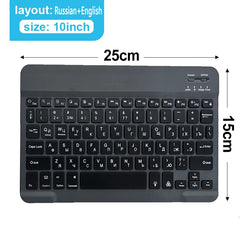 7/10inch Bluetooth Keyboard Wireless Keyboard Bluetooth Mini English Russian Keyboard Rechargeable For ipad Phone Tablet