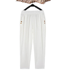 Summer plus size Stretch Harem Pants Mother Thin Summer Baggy Pantalones Women  Casual Button High Waist Trousers