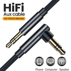 3.5mm Jack Audio Cable 90 Degree Elbow Male to Male Speaker Aux Wire For Samsung Xiaomi MP3/4 Video Car Headphone Adapter Cord