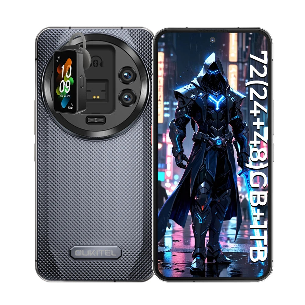 هاتف Oukitel WP200 Pro 5G Modular RuggedPhone القابل للفصل وسماعة الأذن - ساعة ذكية 72 جيجابايت + 1 تيرابايت MTK8200 هاتف ذكي وكاميرا 108 ميجابكسل